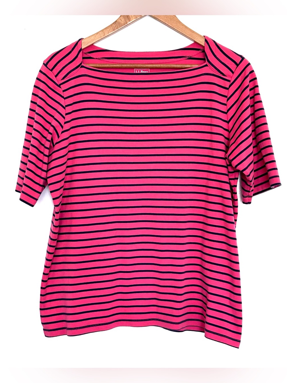 L.L. Bean Shirt Women’s Large Striped Supima Cotton Short Sleeve Top